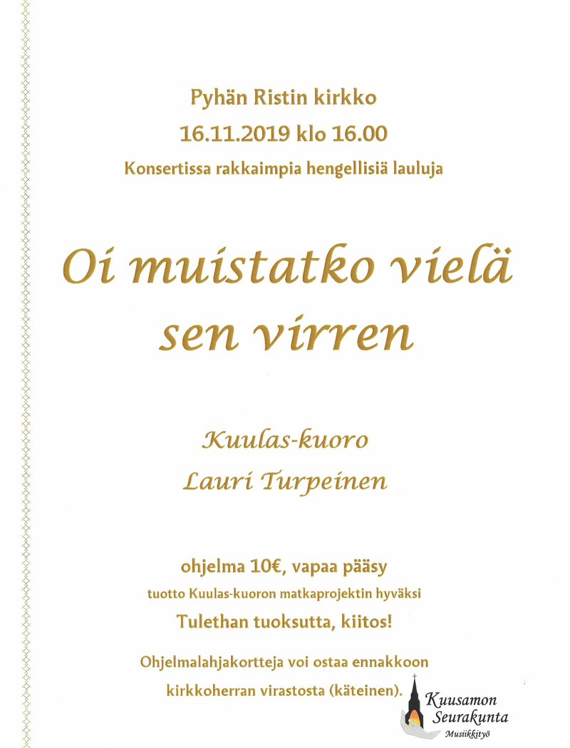 Oi muistatko vielä sen virren