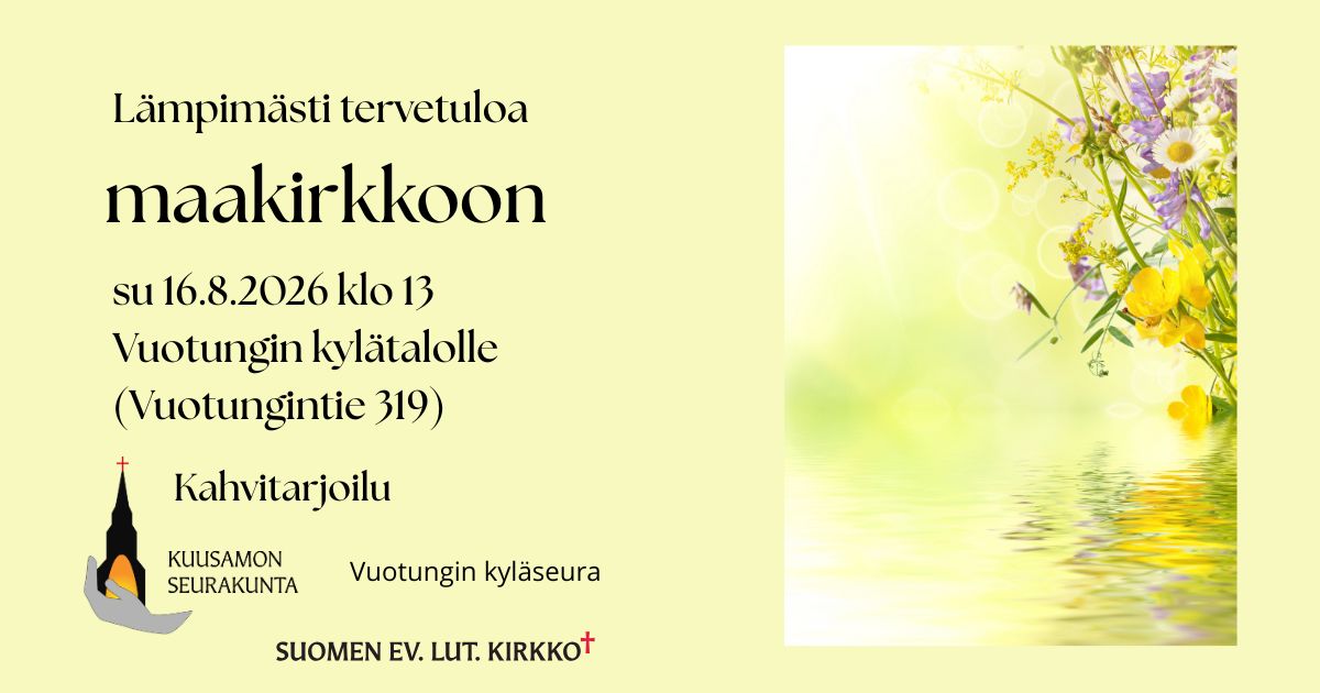 Kuva oikeassa laidassa, jossa kesäkukkia reunassa heijastellen vedenpinnasta.