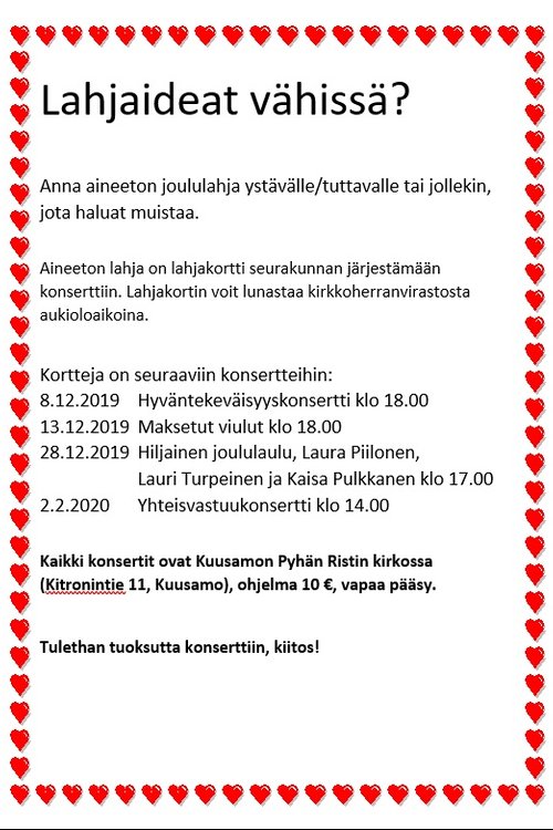 Lahjaideat vähissä? Lahjaideat vähissä?