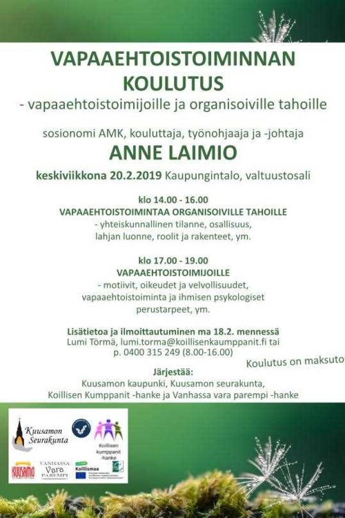 Vapaaehtoistoiminnan koulutus Vapaaehtoistoiminnan koulutus